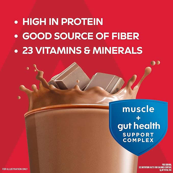 Atkins Strong High Protein Shake, Milk Chocolate, 30g Protein, 7g Prebiotic Fiber, Muscle & Gut Health Support Complex, 12 Count