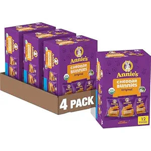 Annie's Organic Cheddar Bunnies Baked Snack Crackers, 12 Pouches, 12 oz